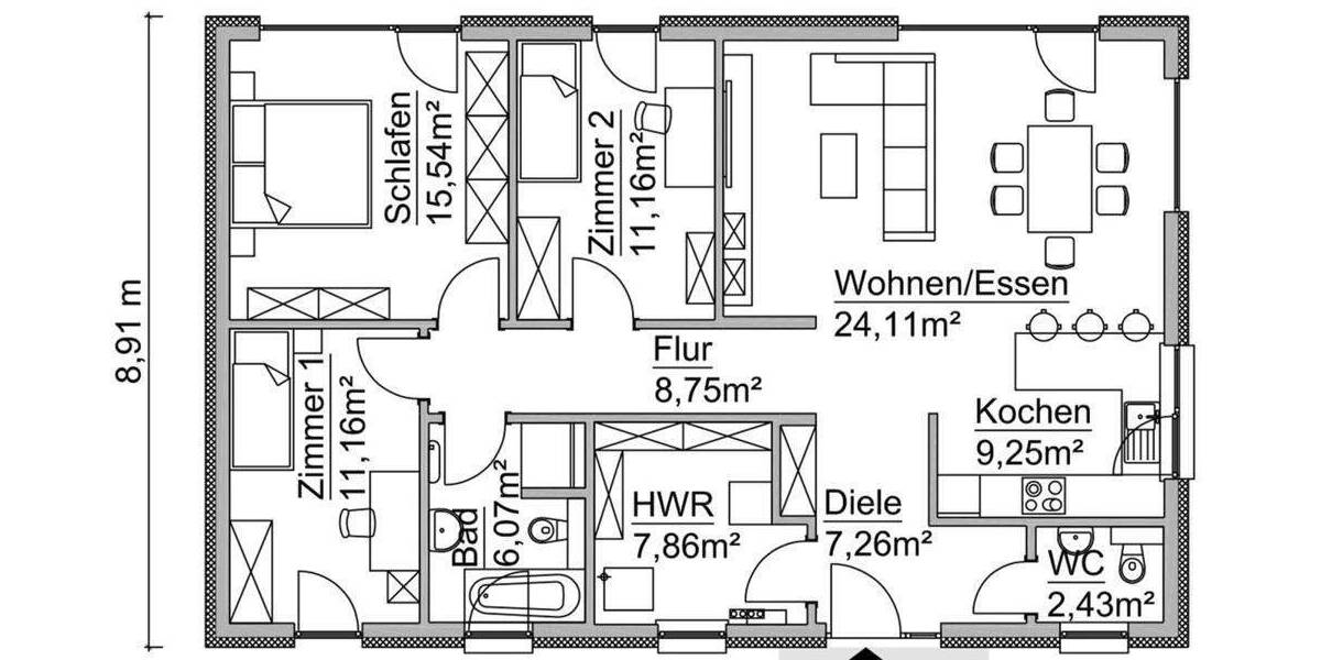 Bungalow Bad Dürrenberg Nempitz - 4 Zimmer, 106 m&sup2;, 293.920&euro; | Angebot:25738996