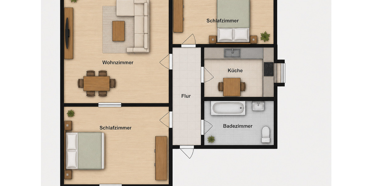 Etagenwohnung Delitzsch Döbernitz - 3 Zimmer, 59 m&sup2;, 89.000&euro; | Angebot:26487257