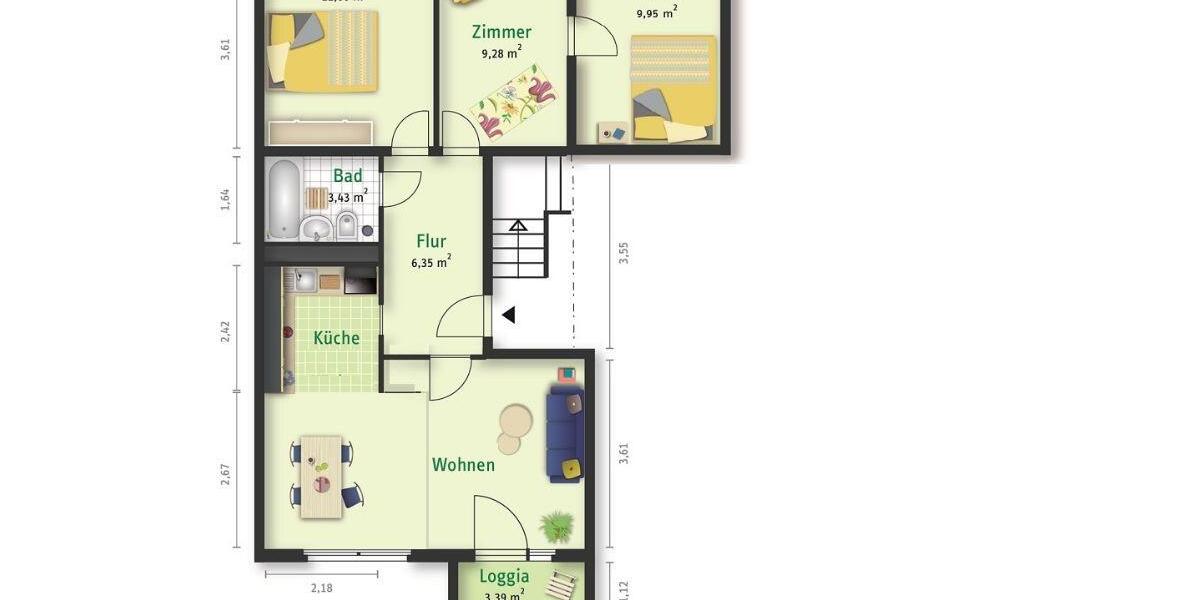 Etagenwohnung Halle (Saale) Halle-Neustadt - 4 Zimmer, 67 m&sup2;, 462&euro; | Angebot:23509789