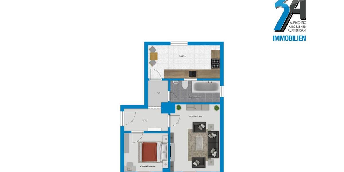 Etagenwohnung Halle (Saale) Frohe Zukunft - 2 Zimmer, 48 m&sup2;, 440&euro; | Angebot:25760825