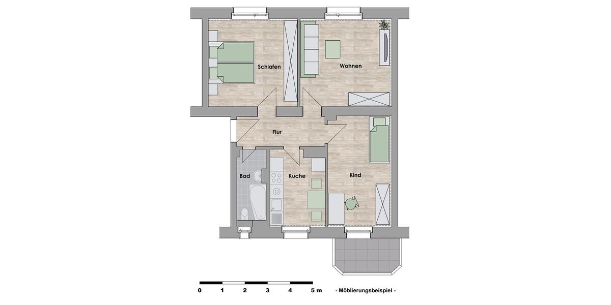 Hochparterre Halle (Saale) Damaschkestraße - 3 Zimmer, 64 m&sup2;, 542&euro; | Angebot:23870847