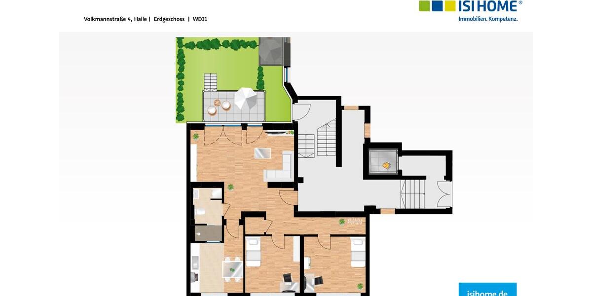 Erdgeschoßwohnung Halle (Saale) Büschdorf - 3 Zimmer, 89 m&sup2;, 916&euro; | Angebot:25853012