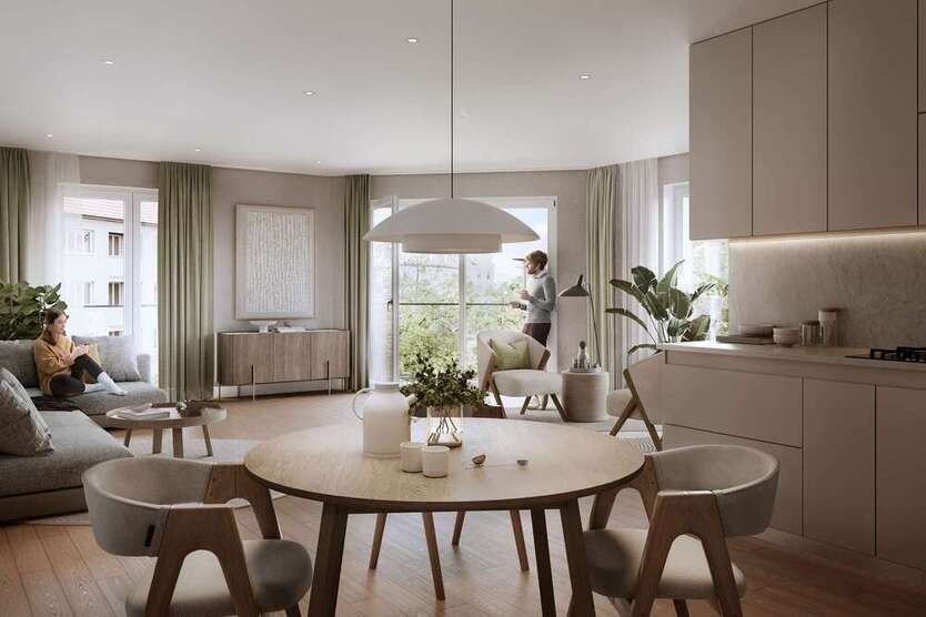4-Raum-Wohnung in KfW40-Neubauprojekt in der Südvorstadt mit Balkon und Bad mit Wanne & Dusche