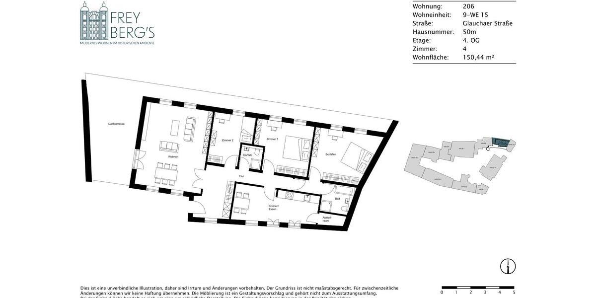Etagenwohnung Halle (Saale) Damaschkestraße - 4 Zimmer, 150 m&sup2;, 1.735&euro; | Angebot:26564402