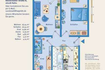 Wohnung zum Mieten in Halle 370 € 60.46 m²
