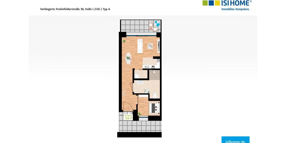 Etagenwohnung Halle (Saale) Büschdorf - 1 Zimmer, 36 m&sup2;, 248&euro; | Angebot:23908366