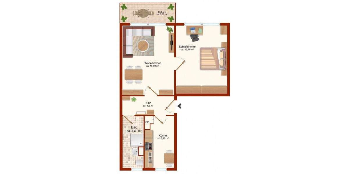 Etagenwohnung Bad Dürrenberg - 2 Zimmer, 48 m&sup2;, 294&euro; | Angebot:25356073