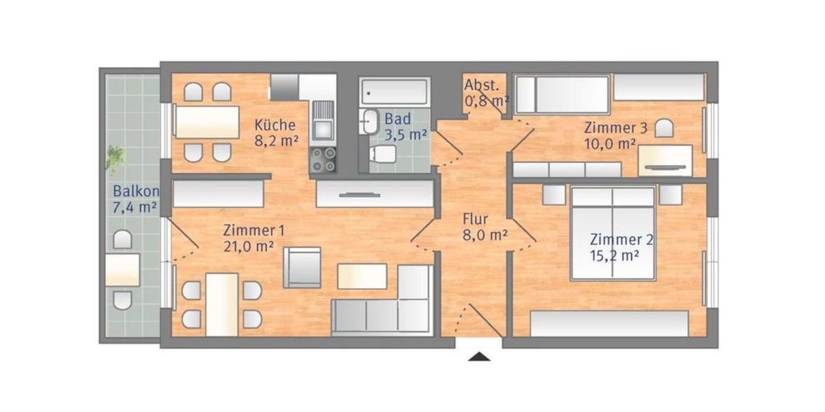 Etagenwohnung Halle (Saale) Dölau - 3 Zimmer, 70 m&sup2;, 606&euro; | Angebot:26381335