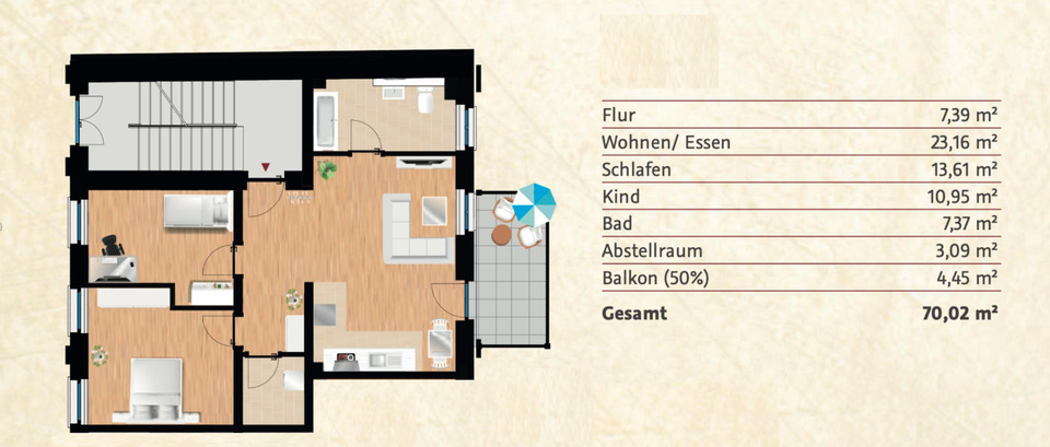 Hochparterre Halle (Saale) Büschdorf - 3 Zimmer, 70 m&sup2;, 819&euro; | Angebot:24812309