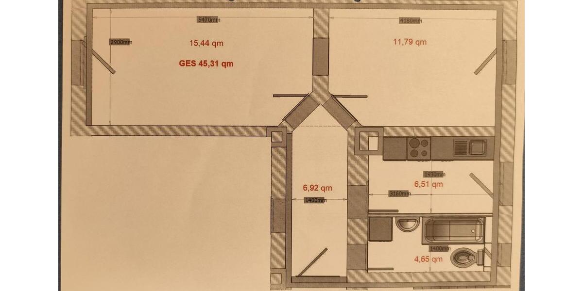 Etagenwohnung Halle (Saale) Büschdorf - 2 Zimmer, 45 m&sup2;, 380&euro; | Angebot:26661248