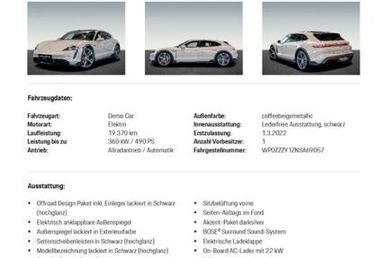 Porsche Taycan 73.500 km 67.900 &euro; Lützen 06686
