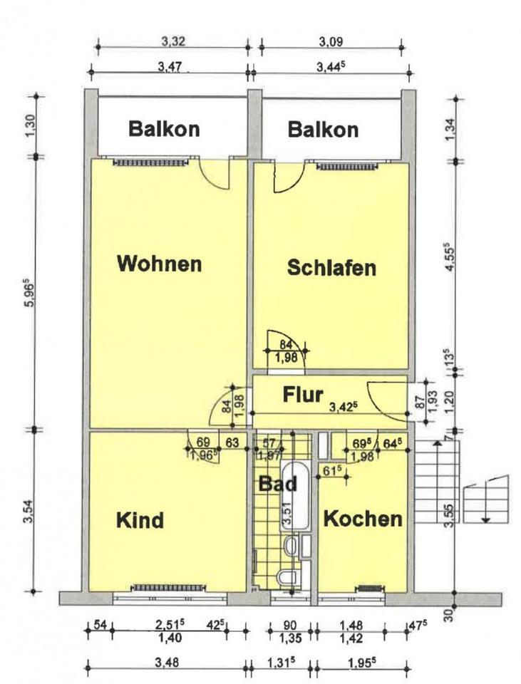 Geräumige 3-Raumwohnung mit 2 Balkonen zu vermieten zimmer