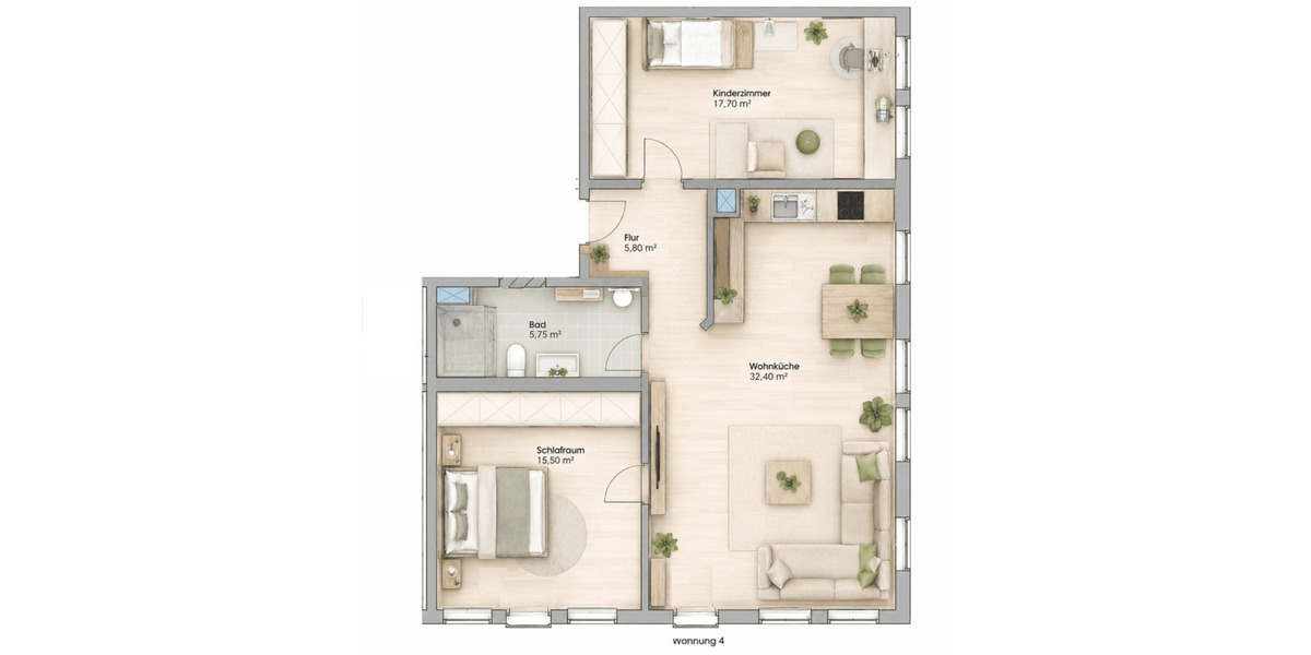 Etagenwohnung Markranstädt - 3 Zimmer, 77 m&sup2;, 870&euro; | Angebot:26797434