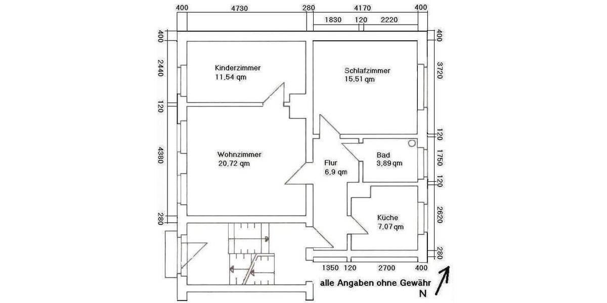 Etagenwohnung Braunsbedra - 3 Zimmer, 57 m&sup2;, 433&euro; | Angebot:26777831