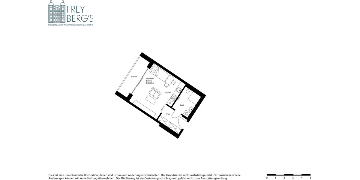 Etagenwohnung Halle (Saale) Damaschkestraße - 1 Zimmer, 35 m&sup2;, 495&euro; | Angebot:25789840