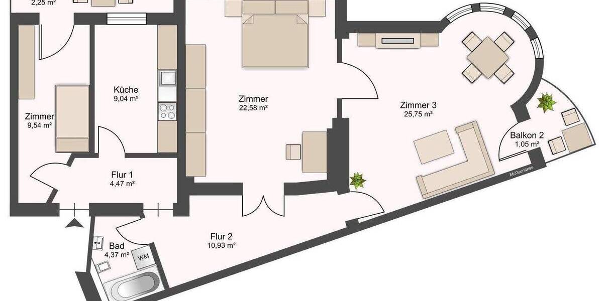 Etagenwohnung Halle (Saale) Innenstadt - 3 Zimmer, 90 m&sup2;, 815&euro; | Angebot:26933847