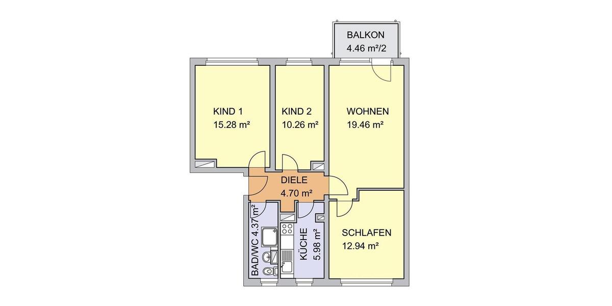 Etagenwohnung Sandersdorf-Brehna Brehna - 4 Zimmer, 75 m&sup2;, 455&euro; | Angebot:25056071