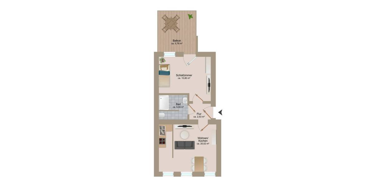 Etagenwohnung Bitterfeld-Wolfen Bitterfeld - 2 Zimmer, 49 m&sup2;, 565&euro; | Angebot:26824702