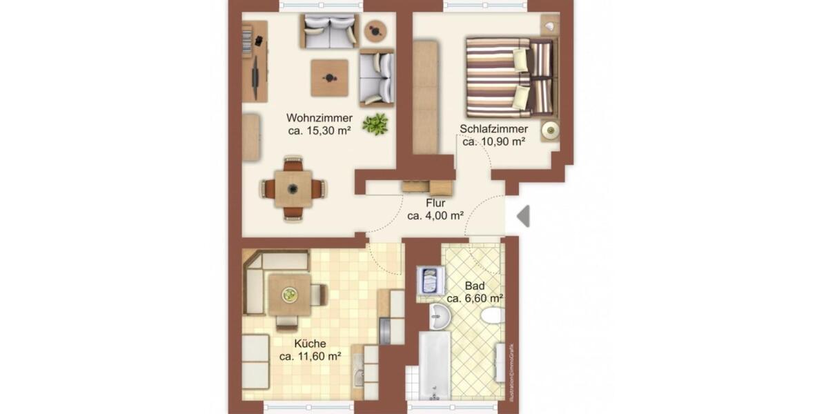 Erdgeschoßwohnung Halle (Saale) Damaschkestraße - 2 Zimmer, 49 m&sup2;, 600&euro; | Angebot:26428994