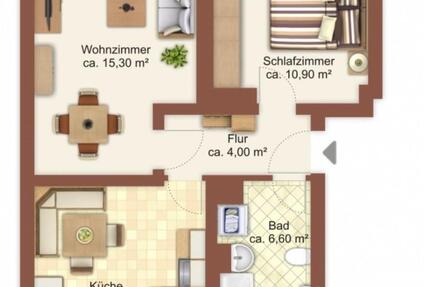 Wohnung Halle (Saale) Damaschkestraße - 2 Zimmer, 49 m&sup2;, 600&euro; | Angebot:26428994