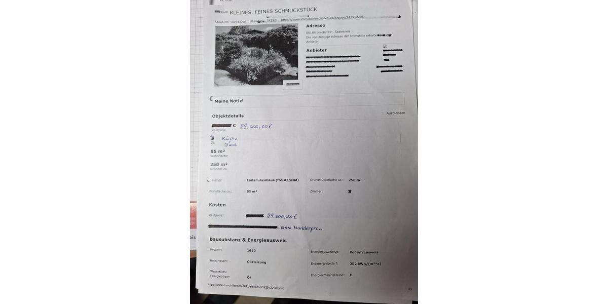 Einfamilienhaus Landsberg - 3 Zimmer, 85 m&sup2;, 89.000&euro; | Angebot:24740825