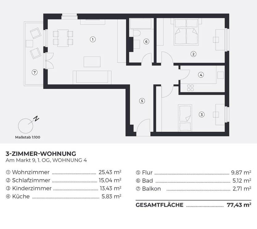 Direkt einziehen: 3-Zimmerwohnung mit Balkon in idyllischer Lage 3 zimmer