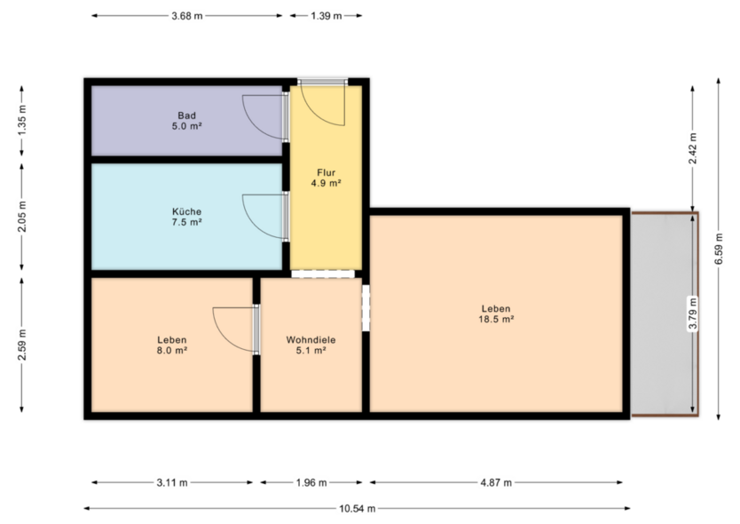 Wohnung zum Kaufen in Halle 55.000 € 51.08 m²