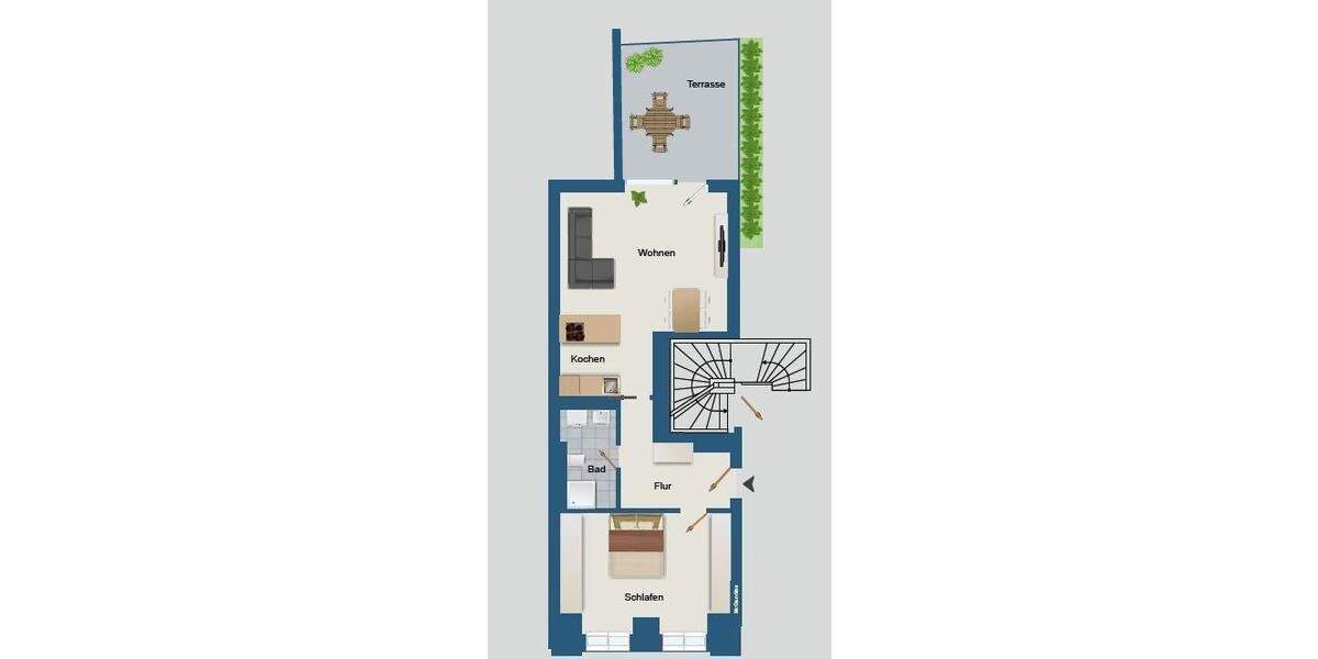 Terrassenwohnung Halle Altstadt - 2 Zimmer, 65 m&sup2;, 878&euro; | Angebot:25778668