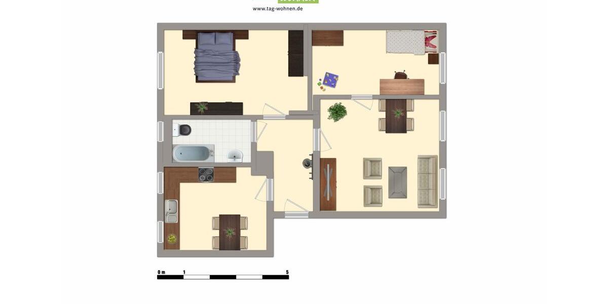 Erdgeschoßwohnung Merseburg - 3 Zimmer, 50 m&sup2;, 340&euro; | Angebot:24769943