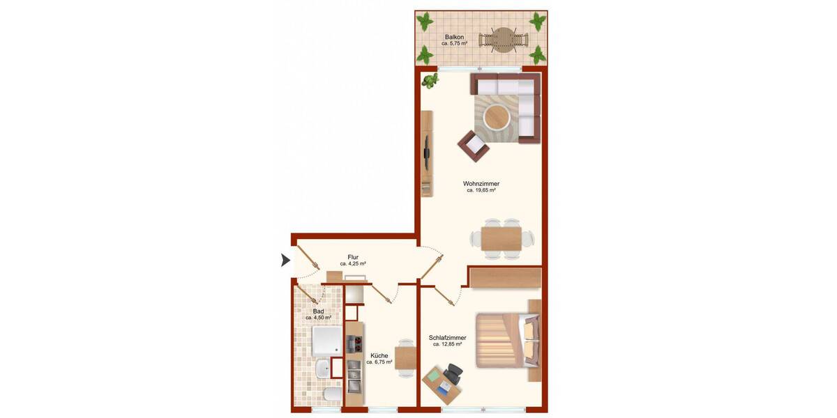 Etagenwohnung Bad Dürrenberg Lennewitz - 2 Zimmer, 49 m&sup2;, 320&euro; | Angebot:26933662