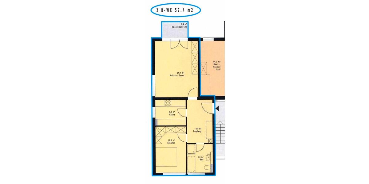 Erdgeschoßwohnung Halle (Saale) Dölau - 2 Zimmer, 57 m&sup2;, 885&euro; | Angebot:27532681