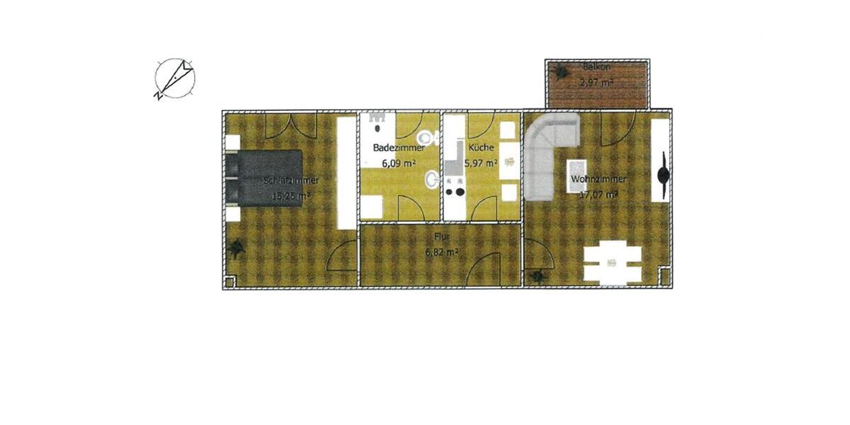 Etagenwohnung Köthen (Anhalt) - 2 Zimmer, 50 m&sup2;, 350&euro; | Angebot:25184479
