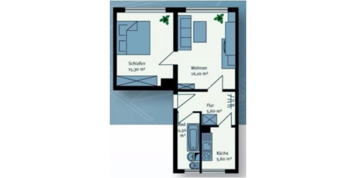 Etagenwohnung Leuna - 2 Zimmer, 45 m&sup2;, 460&euro; | Angebot:24919518