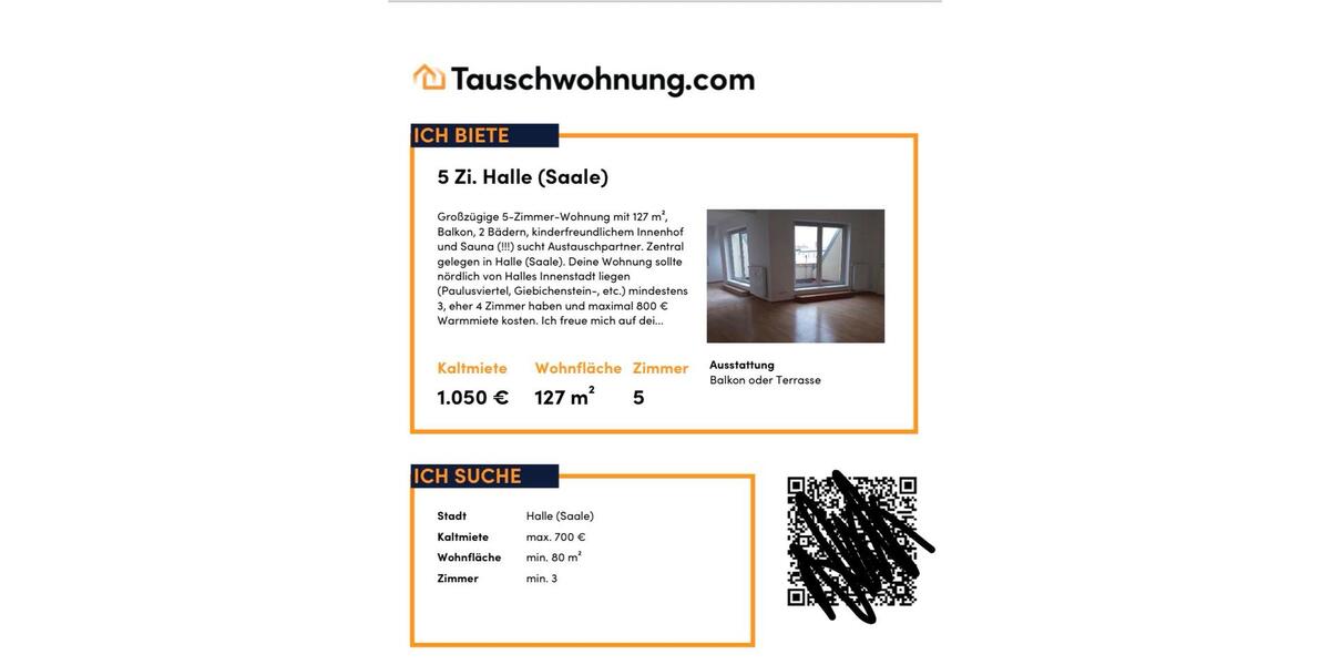 Dachgeschoßwohnung Halle (Saale) Am Wasserturm/Thaerviertel - 5 Zimmer, 127 m&sup2;, 1.050&euro; | Angebot:27628287