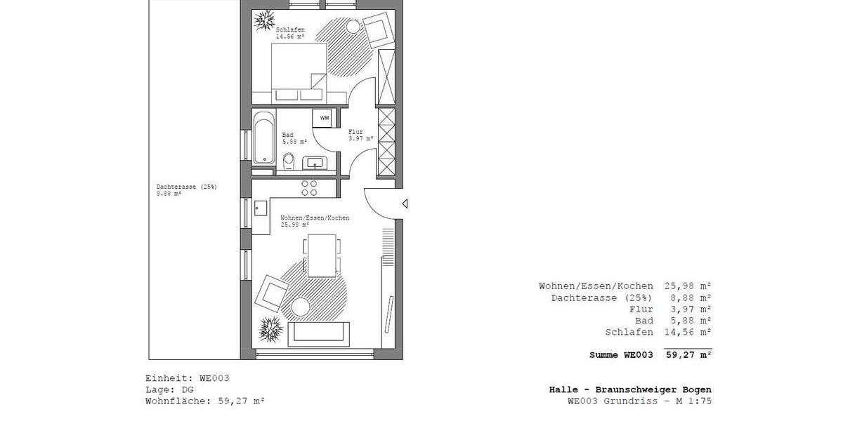 Etagenwohnung Halle (Saale) Nietleben - 2 Zimmer, 59 m&sup2;, 504&euro; | Angebot:25977964