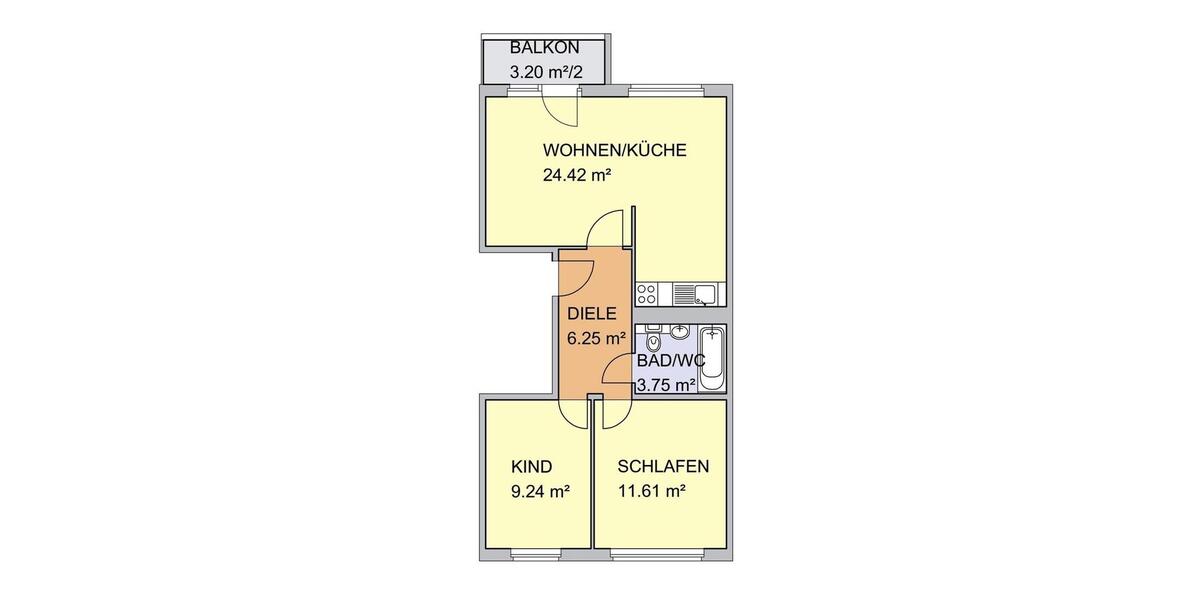 Etagenwohnung Sandersdorf-Brehna Brehna - 3 Zimmer, 57 m&sup2;, 425&euro; | Angebot:23742767