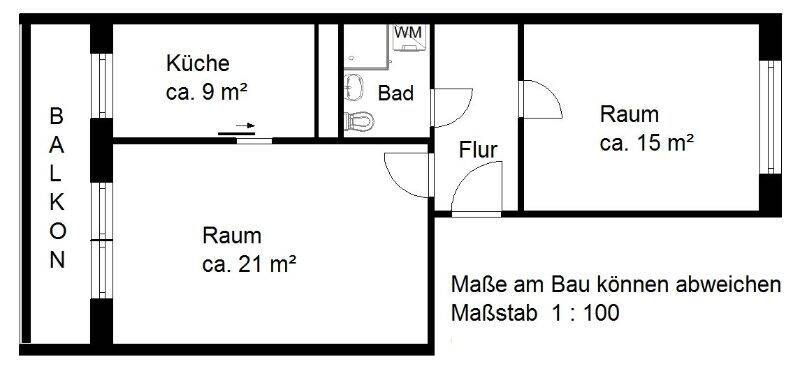 In der Herrichtung! 2-Räume mit Dusche, neu saniert, großer Balkon! 2 zimmer