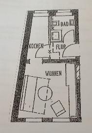 Erdgeschoßwohnung Halle (Saale) Halle-Neustadt - 1 Zimmer, 25 m&sup2;, 210&euro; | Angebot:25431976