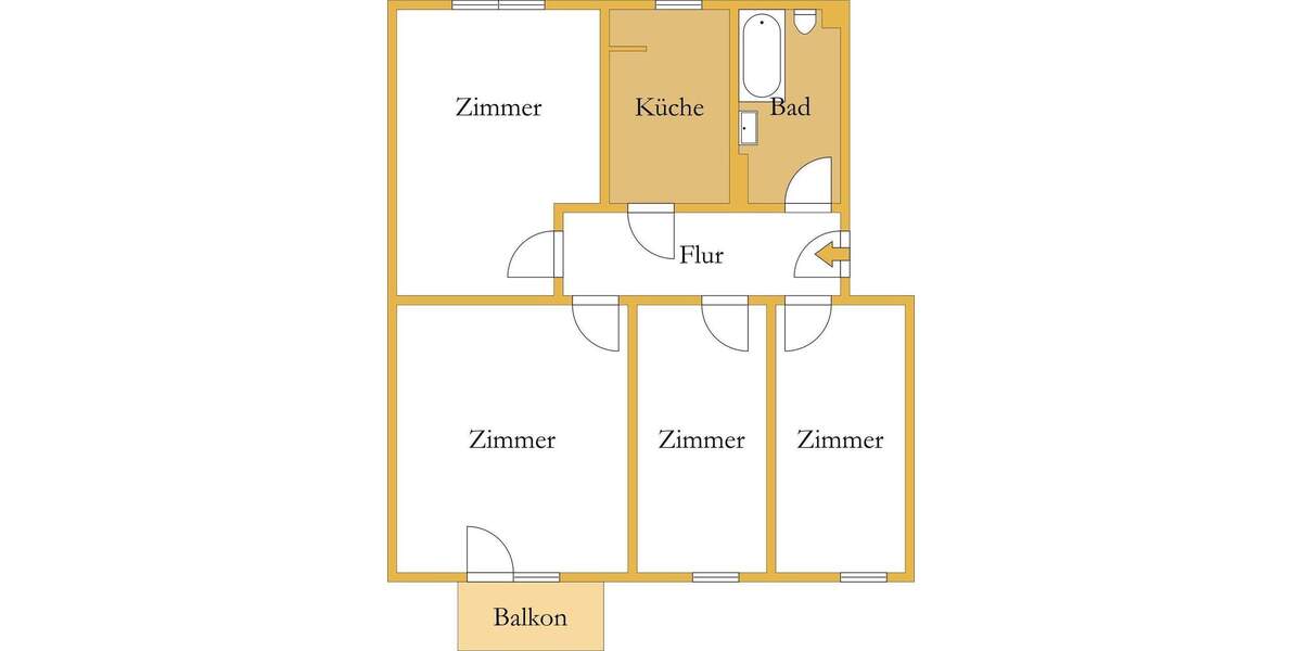 Etagenwohnung Köthen (Anhalt) Köthen - 4 Zimmer, 68 m&sup2;, 470&euro; | Angebot:25665492