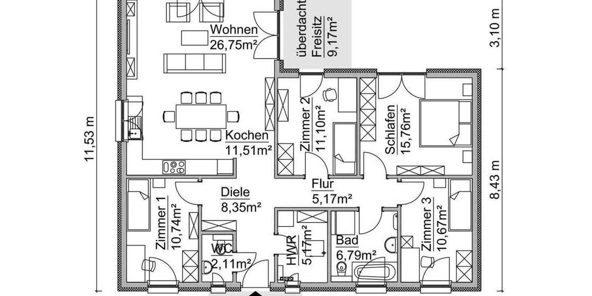 Bungalow Wiedemar - 5 Zimmer, 127 m&sup2;, 406.490&euro; | Angebot:26903190