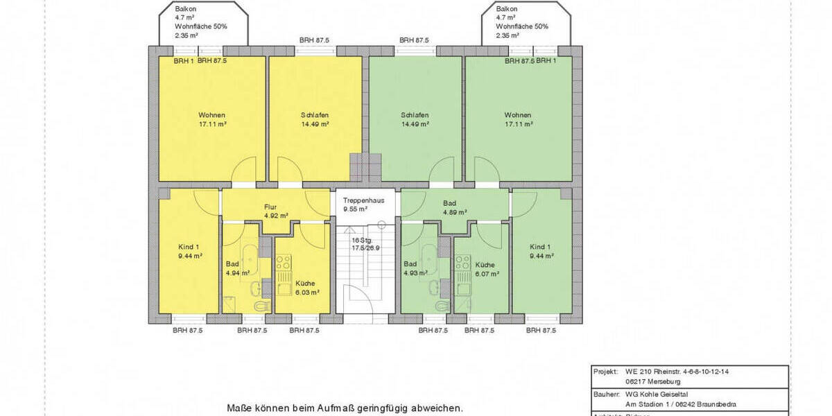 Etagenwohnung Merseburg - 3 Zimmer, 58 m&sup2;, 351&euro; | Angebot:26192481