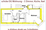 Teilmöblierte 2-Raumwohnung mit Küche in zentraler Lage von Köthen ! - Dachgeschoßwohnung Köthen | Angebot:26840143