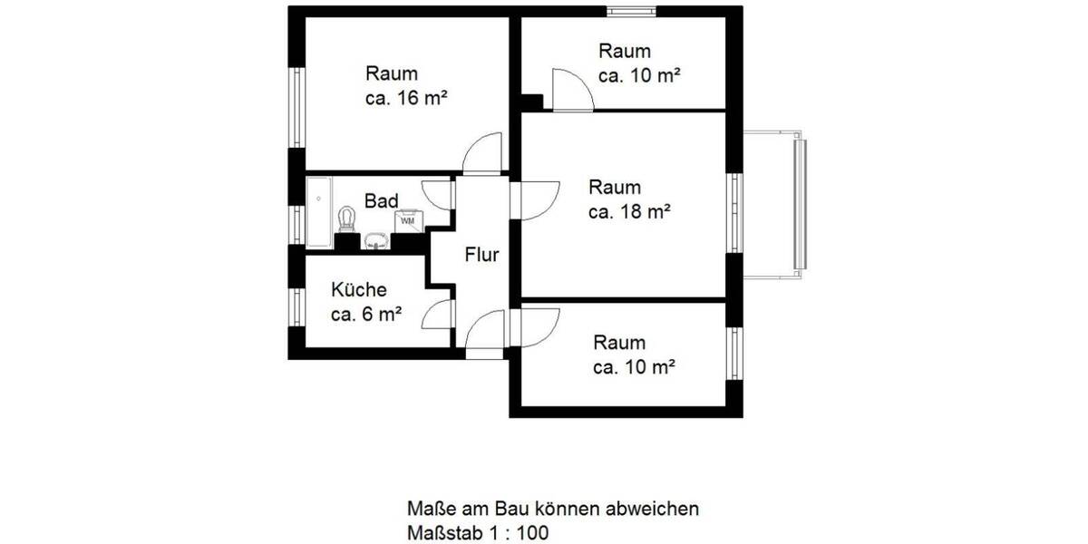 Etagenwohnung Halle (Saale) Südstadt - 3 Zimmer, 68 m&sup2;, 492&euro; | Angebot:26117987