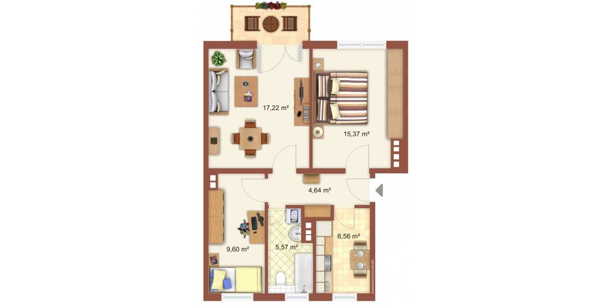 Etagenwohnung Bad Dürrenberg - 3 Zimmer, 58 m&sup2;, 363&euro; | Angebot:26851243