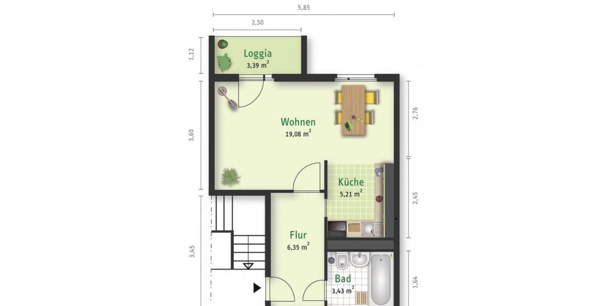 Erdgeschoßwohnung Halle (Saale) Halle-Neustadt - 1 Zimmer, 36 m&sup2;, 280&euro; | Angebot:25056088