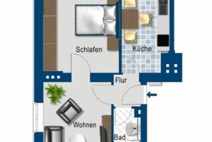Wohnung Halle (Saale) Frohe Zukunft - 2 Zimmer, 46 m&sup2;, 415&euro; | Angebot:25424471