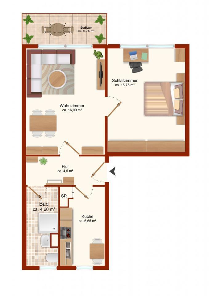 Altersgerechte Wohnung im Erdgeschoß mit großem Balkon und Dusche! zimmer