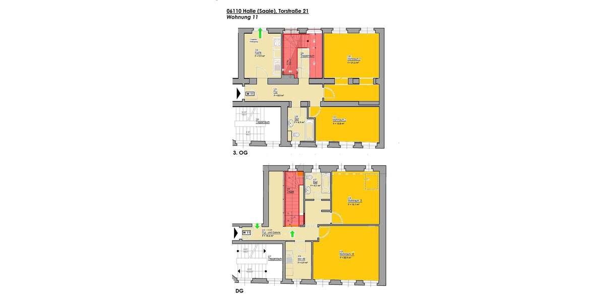 Etagenwohnung Halle Südliche Innenstadt - 4 Zimmer, 119 m&sup2;, 1.188&euro; | Angebot:26200263