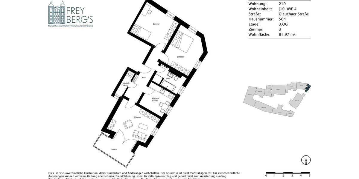 Etagenwohnung Halle (Saale) Damaschkestraße - 3 Zimmer, 82 m&sup2;, 1.080&euro; | Angebot:26562980