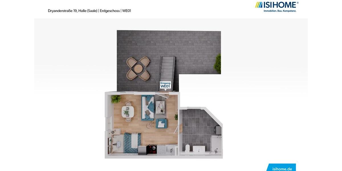 Etagenwohnung Halle (Saale) Damaschkestraße - 1 Zimmer, 32 m&sup2;, 510&euro; | Angebot:25125127